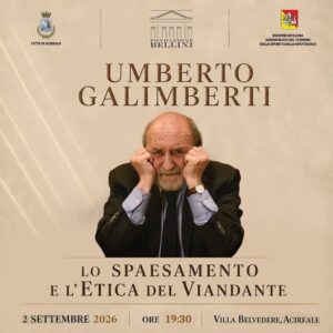 UMBERTO GALIMBERTI QUESTA SERA ALLA VILLA BELVEDERE DI ACIREALE.