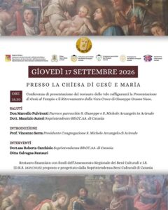 ACIREALE, “LA VIA DEL BAROCCO”: GIOVEDÌ MUSICA E ARTE. PRESENTAZIONE DEL RESTAURO DELLE TELE DI GIUSEPPE GRASSO NASO