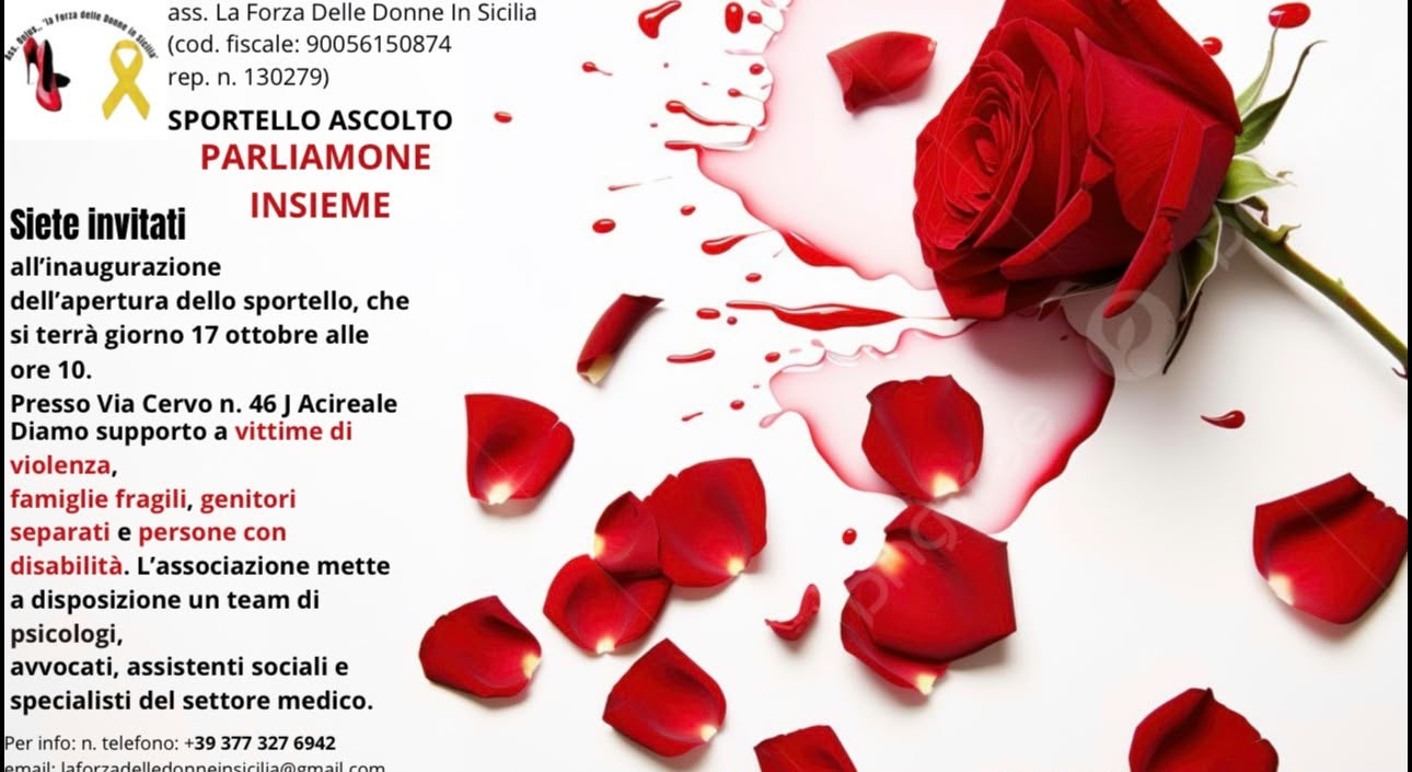 Scopri di più sull'articolo ACIREALE – NASCE LO SPORTELLO ASCOLTO “PARLIAMONE INSIEME”: UN SOSTEGNO PER CHI AFFRONTA LE DIFFICOLTÀ DELLA VITA